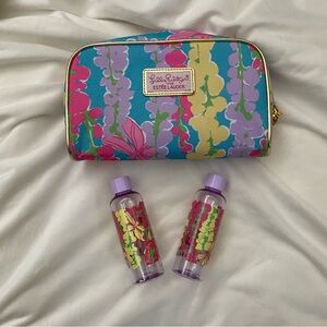 NWOT Lilly Pulitzer for Estēe Lauder Canvas Cosmetic Bag with travel bottles